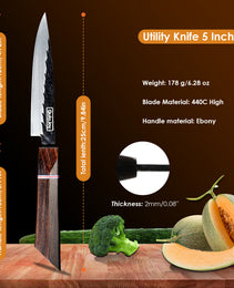 Qulajoy 8 Inch Japanese Chef Knife, Professional Hand Forged High Carbon Steel Kitchen Chef Knife,Cooking Knife With Ebony Handle
