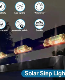 8 Pack New Solar Deck Lights Outdoor Waterproof LED Steps Lamps For Stairs Fence