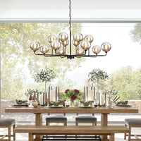 Large Sputnik Chandelier 47.2" Black Modern Smoked Glass Chandelier