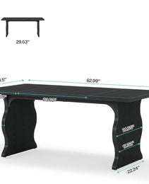 Black Dining Table For 4-6, 63-Inch Rectangular Modern Kitchen Table