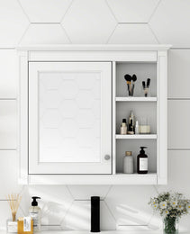 30 X 28 Medicine Cabinet, Wall Mounted Bathroom Storage Cabinet, Modern Bathroom Wall Cabinet With Mirror,Medicine Cabinet,  Mirror Cabinet With 3 Open Shelves Not Include Bathroom Vanity