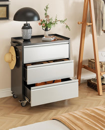 Aobabo Metal Garage Tool Storage Cabinets With Wheels, Steel Cabinet With Drawer, 3 Drawers Rolling Tools Chest Cabinet For Garage, Warehouse, Assembly Required, Black Grey