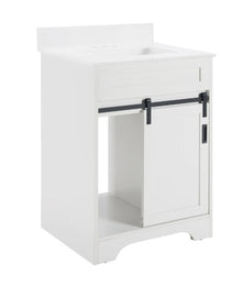 24 Bathroom Vanity With Single Sink Combo, Farmhouse Undermount Bathroom Sink Cabinet With Sliding Barn Doors And 2 Drawers, Freestanding Bathroom Vanities,White