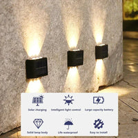 LED Solar Light Outdoor Waterproof Solar Wall Lamp Up and Down Luminous Lighting for Garden Fence Decor Solar Powered Wall Lamp
