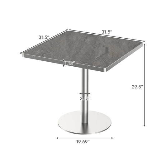 Square Modern Dinning Table 31.5 Inches Bistro Table Tulip Table With Faux Marble Top,Easy Assemble,Sturdy Metal Frame Diameter