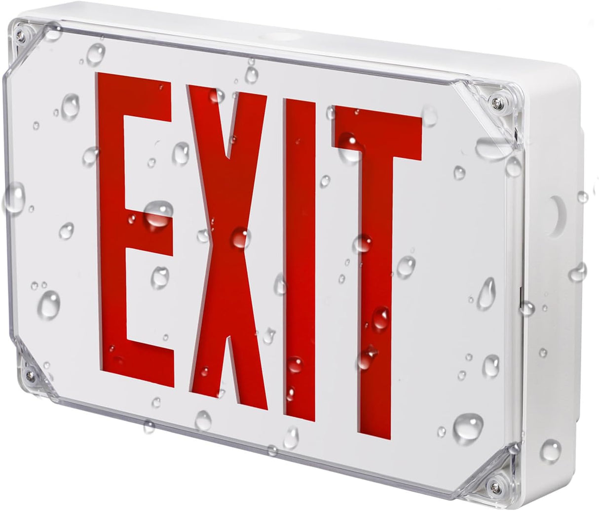 Exit Sign Red Letters IP65 Wet Location WSD