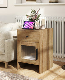 Nightstand With Drawer And Cabinet