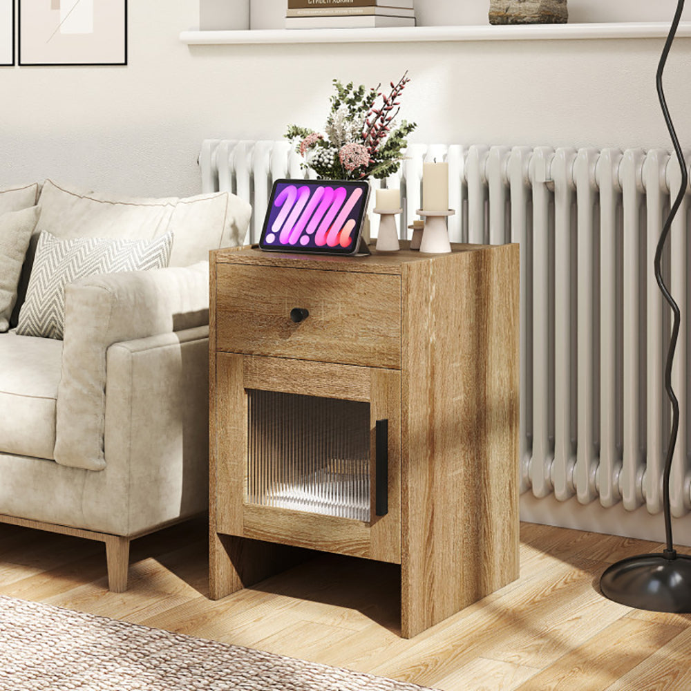 Nightstand With Drawer And Cabinet