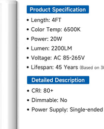 Tube Light T5 20W 4ft 6500K Az