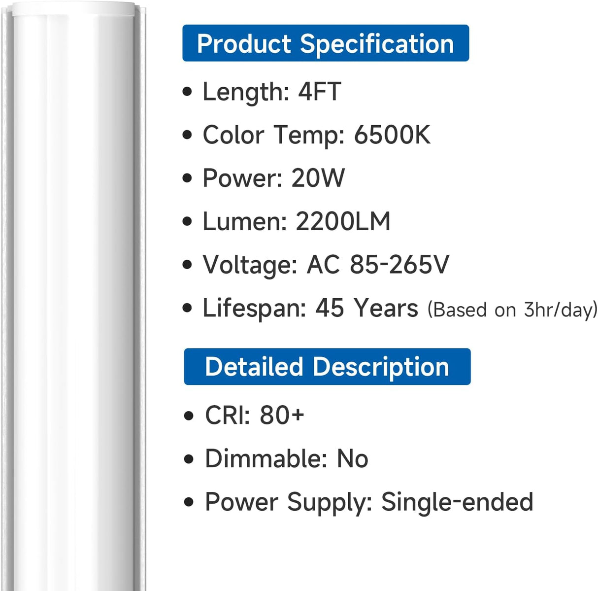 Tube Light T5 20W 4ft 6500K Az