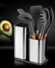 Multifunctional Kitchen Tool Holder – Large Capacity Stainless Steel Knife & Cutlery Storage Rack with Drainable Design