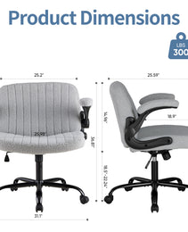 Office Chair With Wheels, Wide-leg Cross-style Desk Chair, Adjustable Rotating Chair With Flip-up Armrests