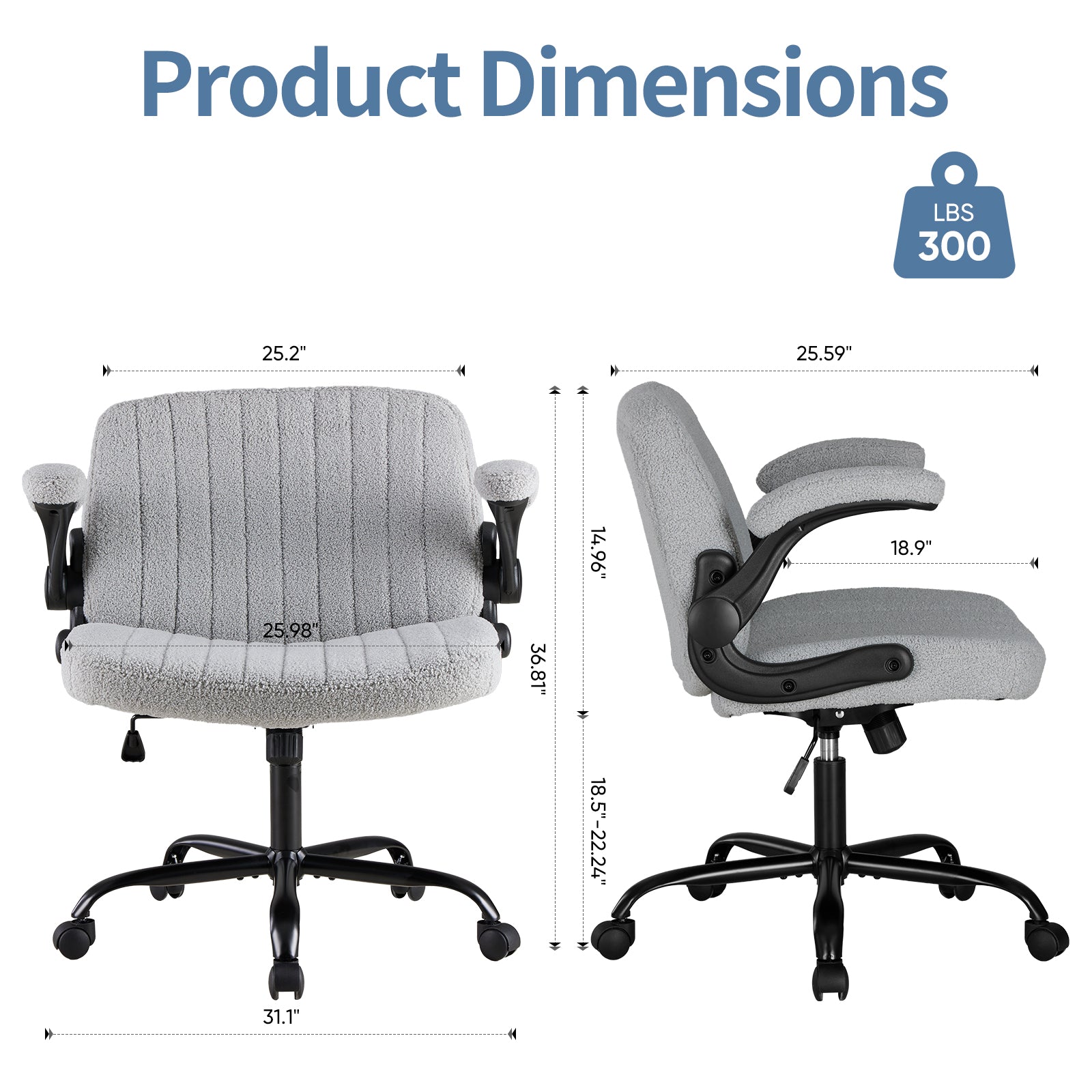 Office Chair With Wheels, Wide-leg Cross-style Desk Chair, Adjustable Rotating Chair With Flip-up Armrests