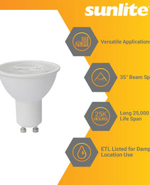 Sunlite LED GU10 Reflector Spotlight Bulb -  Watts - 3000K