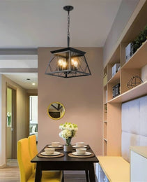 4 Lights Farmhouse Chandelier For Dining Room Black