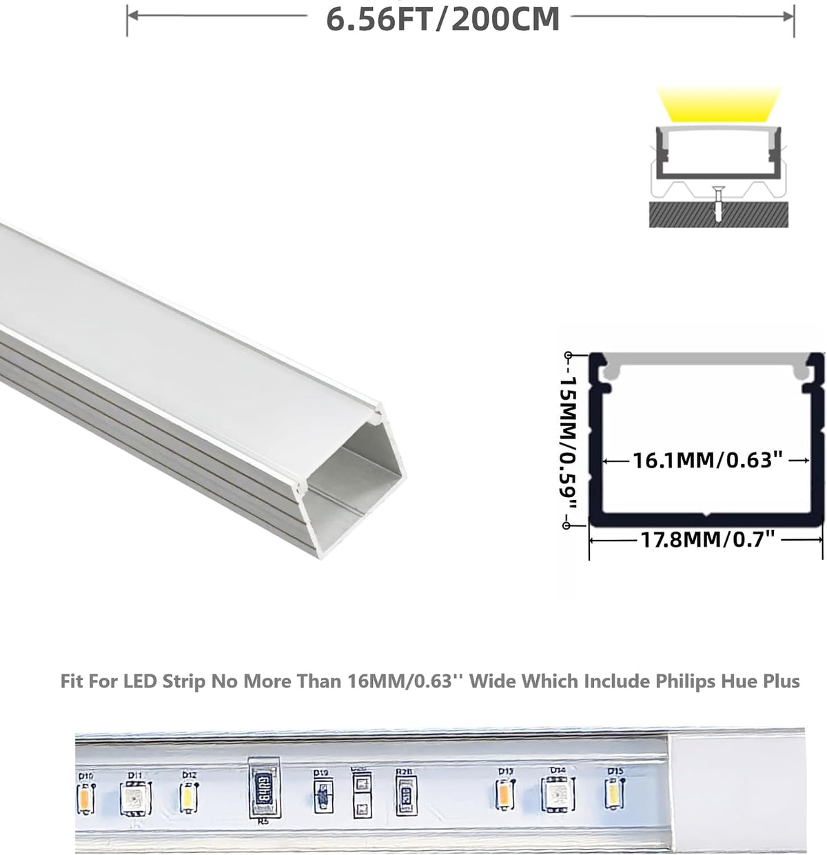 LED Strip Channel 6.6ft DEEP - AZ