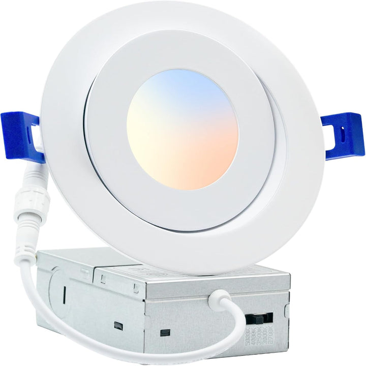4" Gimbal White - 90 Degree - Round - 9W - 3CCT - BTY