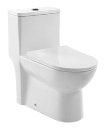 One-Piece Elongated Toilet – Vortex Dual Flush 1.1/1.6 GPF, Skirted Easy-Clean Design, Standard Height (Black & White, 12" Rough-In)