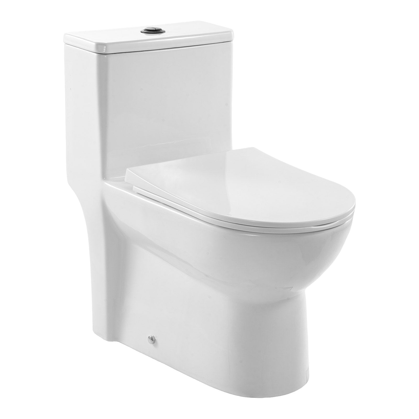 One-Piece Elongated Toilet – Vortex Dual Flush 1.1/1.6 GPF, Skirted Easy-Clean Design, Standard Height (Black & White, 12" Rough-In)