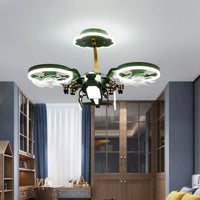 Kids Plane Ceiling Fan With Lights For Bedroom Study Kindergarten Children's Room Decoration Led Lighting Lustre Chandelier Lamp