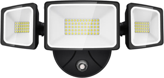 Security Light 3 Heads Black - 60w 6500K - Photocell - AZ