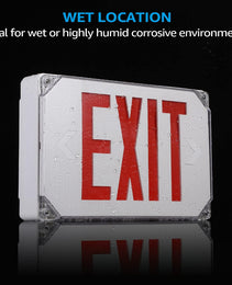 Exit Sign Red Letters IP65 Wet Location WSD