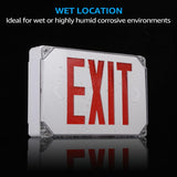 Exit Sign Red Letters IP65 Wet Location WSD