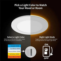 4" Downlight Round with night light - 5CCT - AZ product image showing fixture design, finish, scale, and installed use case where available
