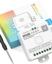 SP530E WiFi Bluetooth LED Controller 12-in-1 Smart Controller for All PWM & SPI LED Strips (WS2812B, CCT, RGB, RGBW, RGBCCT) Compatible Alexa, Google Home, BanlanX | Music Sync | DC5V-24V