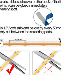 COB 12V - IP20 - WW - 16.4FT - Strip Light
