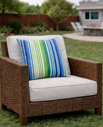 2 Pack Outdoor Throw Pillows, Waterproof & Fade-Resistant Patio Cushions For Garden, Porch, Poolside Furniture - Soft & Comfortable Decorative Pillow Covers 18x18 Inch, Striped Rich Navy Blue