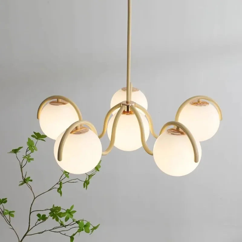 Modern Creative LED Ceiling Chandelier Lamp Design Round Glass Suspension Pendant Light Home Decor Items for Living Room Bedroom