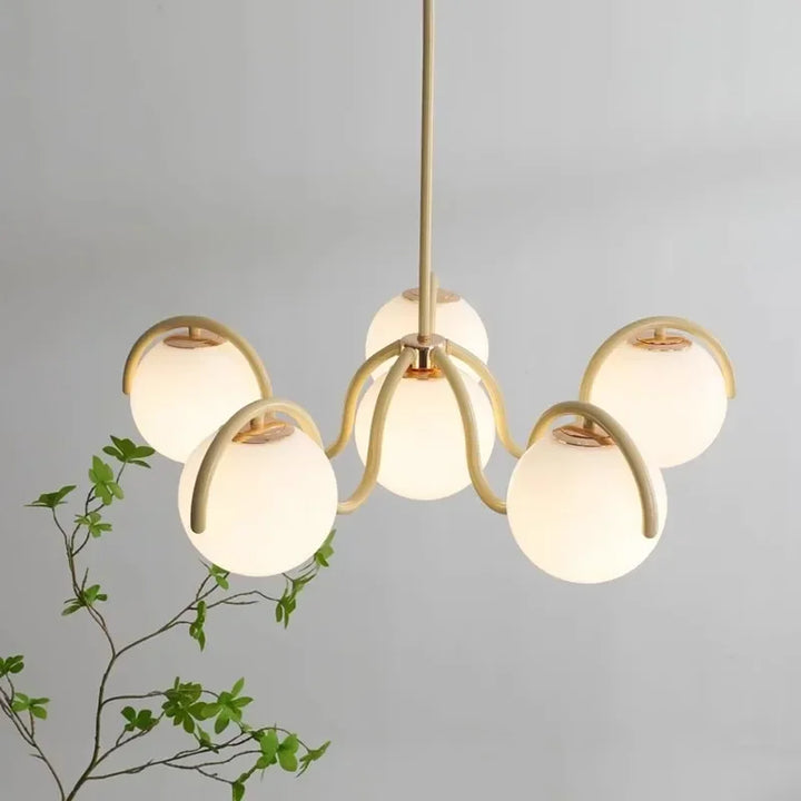 Modern Creative LED Ceiling Chandelier Lamp Design Round Glass Suspension Pendant Light Home Decor Items for Living Room Bedroom