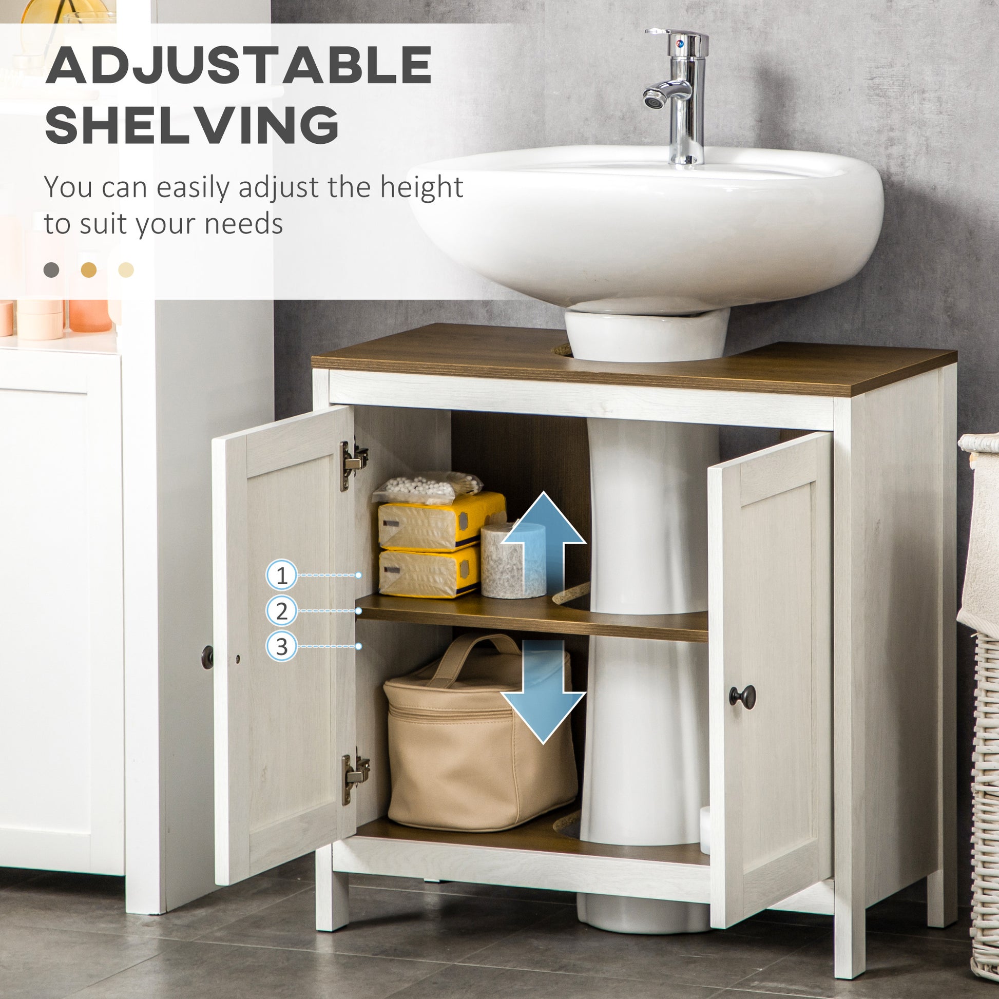 Bathroom Sink Cabinet, Freestanding Under Sink Cabinet Adjustable Shelf