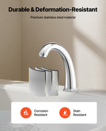 Roman Tub Faucet, 3 Hole Waterfall Bathtub Faucet, Gooseneck Bath Tubs Faucets Set With 2 Handles, Deck Mount Bath Tub Faucets Set For Pet Washing, Adult Bathing, Silver, High Arc Spout