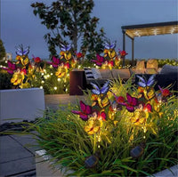 Solar LED Butterfly Flower Light Outdoor Simulation Butterfly Lawn Lamp Garden Waterproof Landscape for Home Christmas Decor