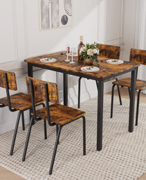 5-Piece Dining Table Set With 4 Chairs, 43  Kitchen Table & Chairs Set For 4, Dining Room Table With Metal Frame & MDF Board, Perfect For Small Space, Easy Clean