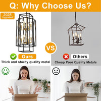 8-Light Lantern Tiered Pendant Light Fixtures, No Assembly Required Farmhouse Chandelier for Entryway, Large Chandeliers for High Ceilings, Modern Hanging Light Fixture for Foyer, Staircase