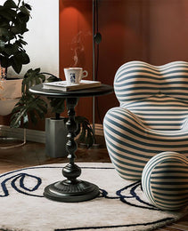 Metal Round Side Table Vintage End Table Small Accent Pedestal Table Nightstand