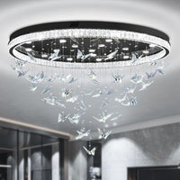 Butterfly Chandelier Black 48In Modern Crystal Raindrop Chandelier Lighting Flush Mount Ceiling Chandeliers for Living Room 20XGU10