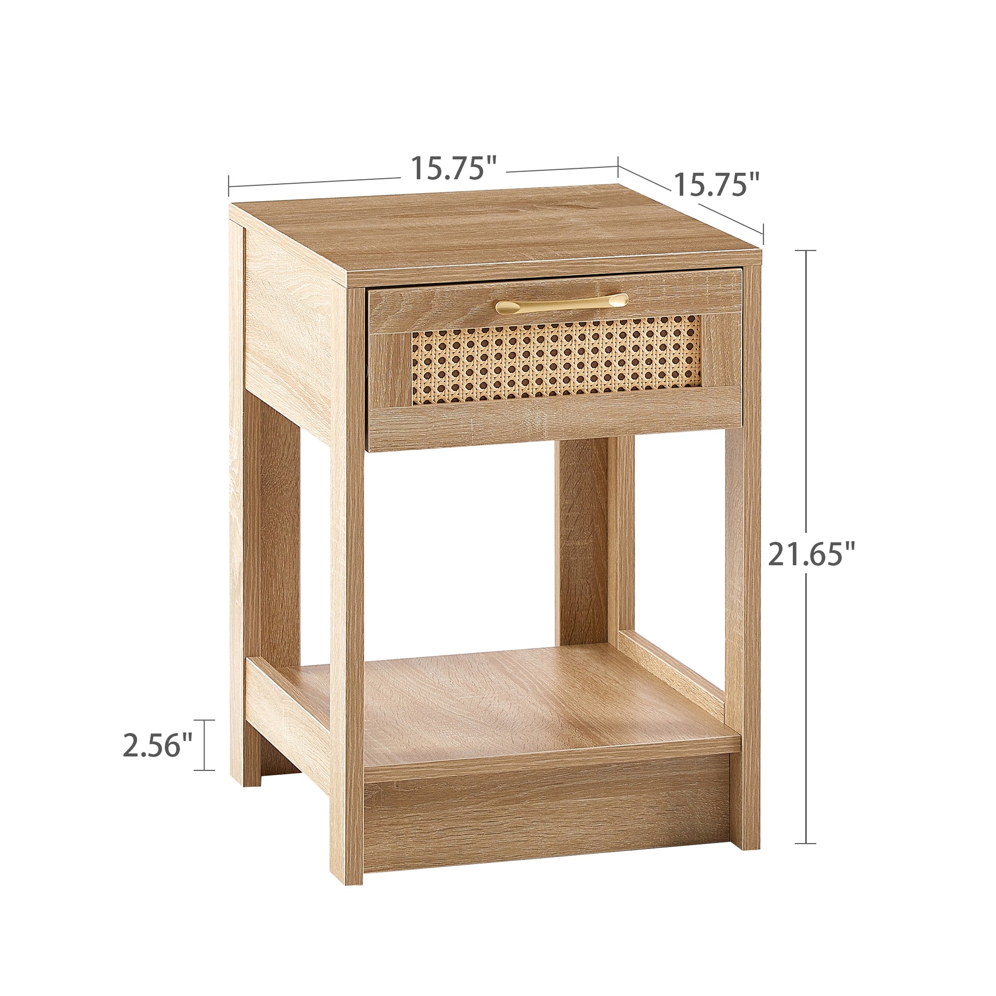 15.75  Rattan End Table With  Drawer, Modern Nightstand, Side Table For Living Room, Bedroom,natural