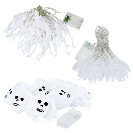 Set Of 3Pcs Halloween Light Decorations Total 50 LEDs 24ft Halloween String Lights Colorful 3D Skeleton Ghost String Lights Gauze Skull String Lights Spooky Hands String Lights For Indoor Outdoor Part - CJDS - FC