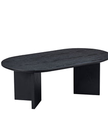 Length 39.37 Inch Modern Coffee Table,MDF Oval Coffee Table For Living Room,Small Coffee Table With Sturdy Pedestal For Apartment,Bedroom,Black