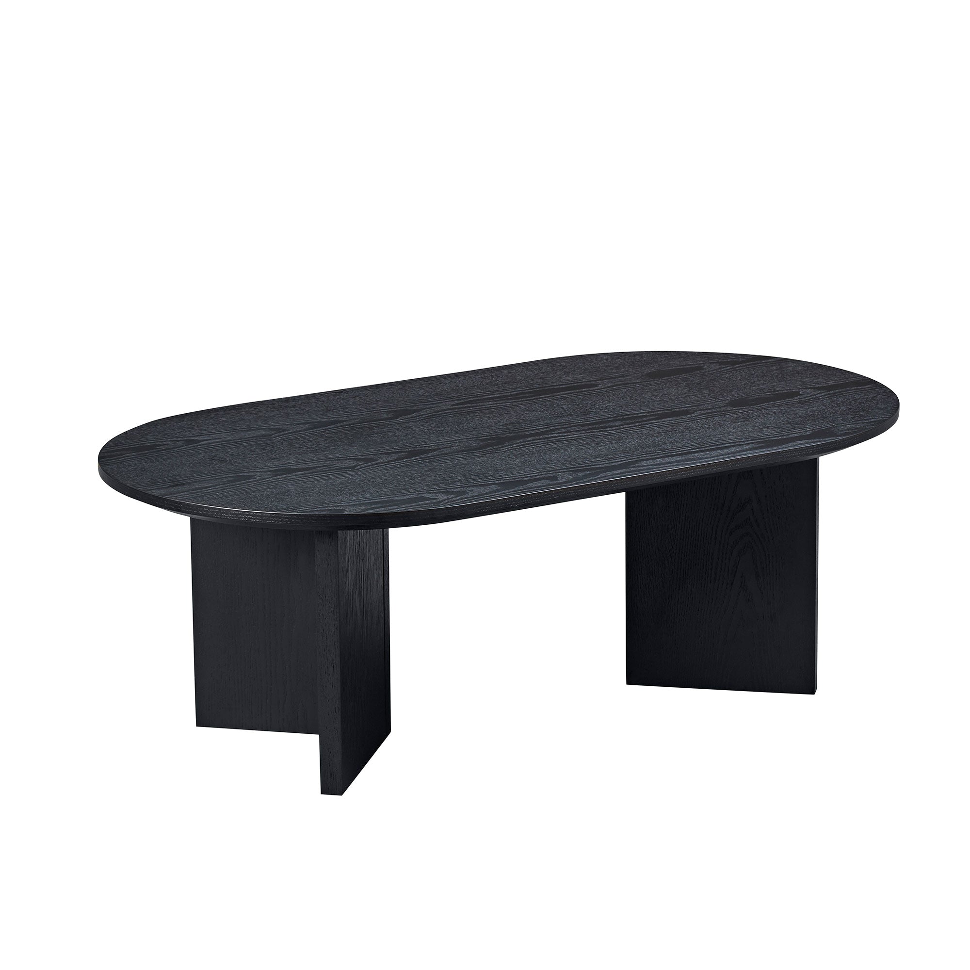 Length 39.37 Inch Modern Coffee Table,MDF Oval Coffee Table For Living Room,Small Coffee Table With Sturdy Pedestal For Apartment,Bedroom,Black