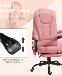 7-Point Vibrating Massage Office Chair High Back Massaging Office Desk Chair with Lumbar Support, Footrest, Pink