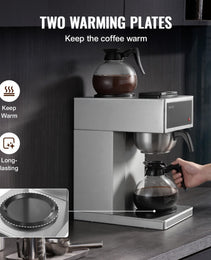 12-Cup Commercial Drip Coffee Maker – 6-Minute Rapid Brew with Dual Warming Plates