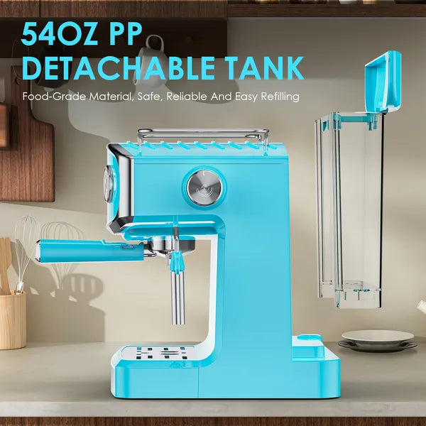 20 Bar Espresso Machine For Home- Professional Compact Espresso Maker With Milk Frother Steam Wand, Pressure Gauge & 54oz Large Water Tank, Low Noise Fast Brewing For Cappuccino, Latte
