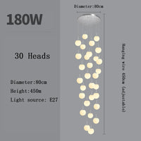 Stairs Modern Nordic LED Glass Chandelier Loft Duplex Living Room Lamp Hotel Lobby Long Chandelier Home Decorative Lighting