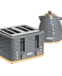 Modern Grey 4-Slice Toaster – 1600W Ripple Textured Station with 7 Browning Levels & High-Lift Lever