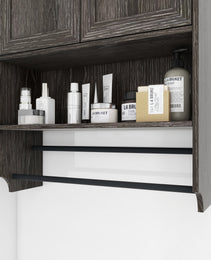 Bathroom Wall Cabinet With Doors,Adjustable Shelf,Towel Bar And Paper Holder, Over The Toilet Storage Cabinet, Medicine Cabinet For Bathroom-Grey